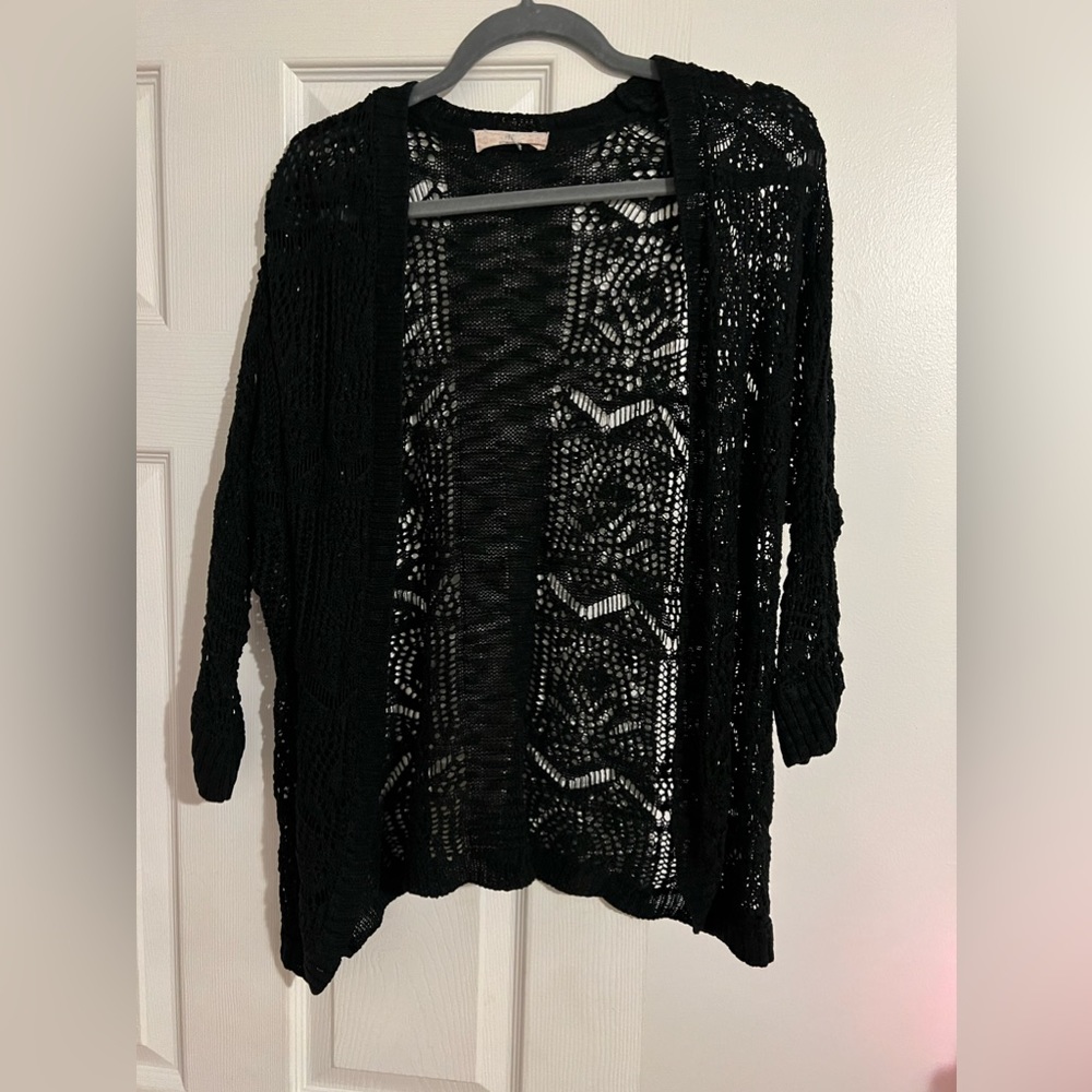 Black Boho Knit Cardigan